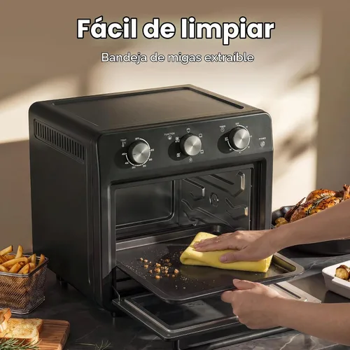 Vista 6 de SMIRLY Combo de horno tostador de freidora de aire 6 en 1, horno tostador Negro