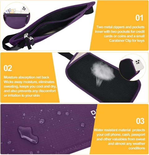 Vista 27 de DAITET Cinturón de dinero, soporte para pasaporte, cartera de viaje oculta segura con bloqueo RFID, riñonera encubierta (negro), Negro, Rfid