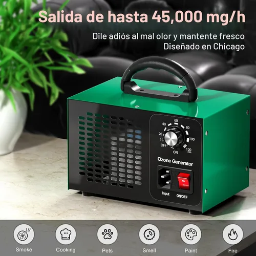 Vista 2 de Generador de Ozono 45,000mg/h, Desodorizante Industrial O3 para Áreas de 2500 Pies Cuadrados - Máquina de Ozono de Alta Capacidad, Ionizador