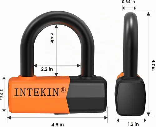 Vista 6 de Candado de cadena de bicicleta resistente de 4 pies, 0.472 in de grosor, bloqueo de disco de 0.630 in para motocicletas, scooters, puertas