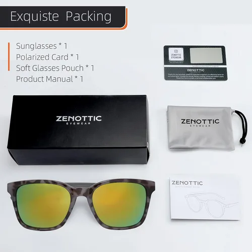 Vista 7 de ZENOTTIC Gafas de sol polarizadas para hombre, protección UV400, gafas de sol cuadradas