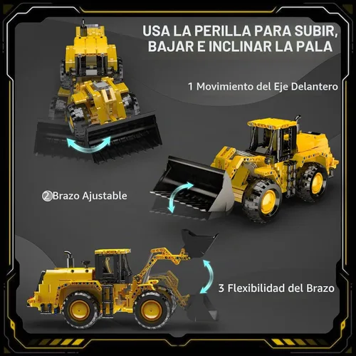 Vista 4 de Mould King 17084 - Juego de bloques de construcción para cargadora de ruedas, juguete de vehículo de ingeniería para construir, modelo de excavadora