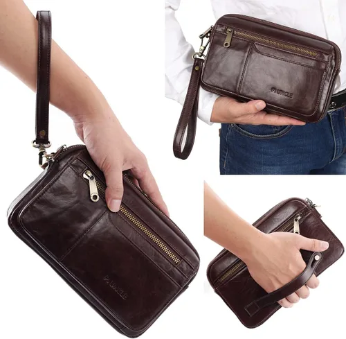 Vista 7 de KPYWZER Bolso de mano de cuero para hombre