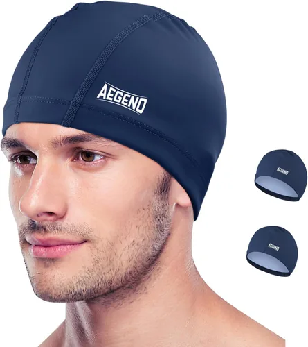Vista 18 de Aegend Gorro de natación de tela, capa impermeable de silicona, gorra de natación de tela transpirable, mantiene el cabello seco con alta