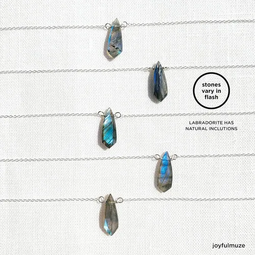 Vista 4 de Labradorite Arrow Head Pendant Necklace, March Birthstone Gift, Healing Chakra Protector, Handmade Sterling Silver Necklace, Natural Faceted