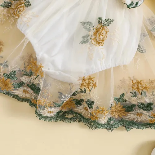 Vista 8 de ZAXARRA Mameluco de manga larga con volantes para bebé recién nacida, lindo traje de 2 piezas