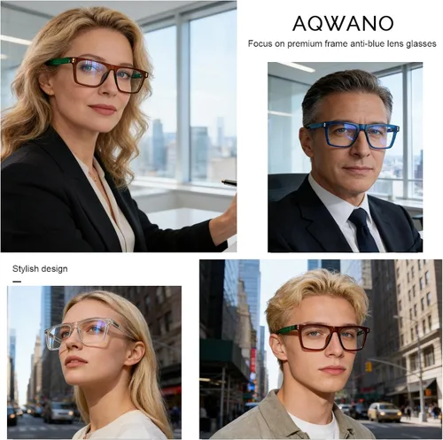 Vista 6 de AQWANO - Paquete de 3 gafas de lectura para hombres 2.0, lectores de computadora con bloqueo de luz azul, lectores cuadrados grandes