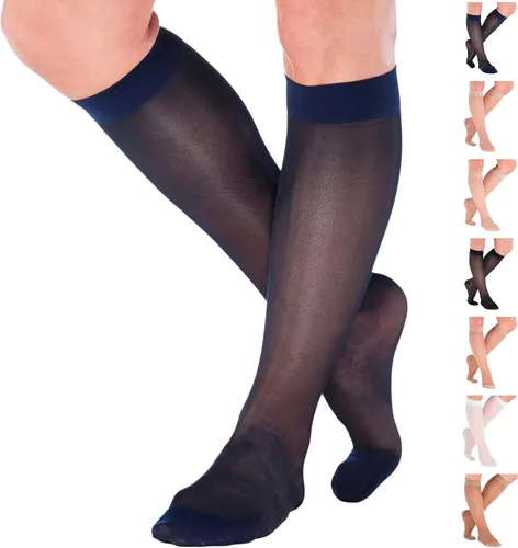 Vista 14 de ABSOLUTE SUPPORT Fabricado en EE. UU. - Medias de compresión graduada opacas para rodilla de soporte transparente para mujeres 15-20mmHg Para Negro