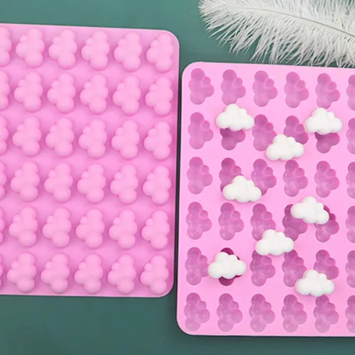 Vista 3 de Kichvoe Molde de chocolate – Moldes de fondant de nube – Moldes de silicona para chocolate, 2 piezas de moldes de pastel para cupcakes, manualidades