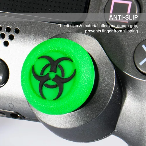 Vista 4 de Playrealm Soft Rubber Silicone 3D Texture Thumb Grip Cover x 4 for PS5, PS4, Xbox Series XS, Xbox One, Switch PRO Controller(BioH Red Green Pack)