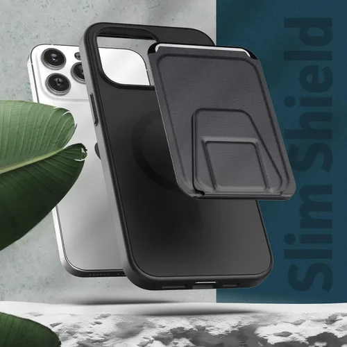 Vista 3 de ENCASED MAG SlimShield - Funda magnética con tarjetero para iPhone 14 PRO con protector de pantalla (3 en 1) compatible con MagSafe, cartera