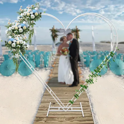 Vista 2 de Arco de boda moderno en forma de corazón de metal para arco de boda con marco de globo, marco de globos, estante de exhibición de bodas, eventos