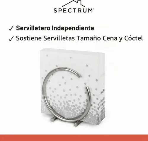 Vista 3 de Spectrum 50270 Euro servilletero redondo, Acero, Níquel Satinado, Total 1