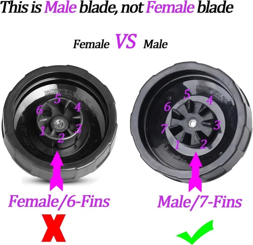 Vista 4 de Cuchilla de repuesto para licuadora macho de 7 aletas y vasos de 24 onzas compatibles con Ninja Auto iQ Blender [4 pulgadas macho 7 aletas solamente]