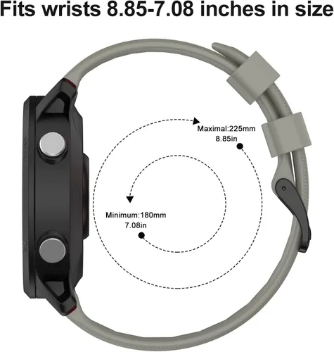 Vista 6 de ISABAKE Correa de reloj para Garmin Forerunner 955/945/745, correa de repuesto de silicona de 0.866 in para pulseras Fenix 5/6/Approach S60 Gris