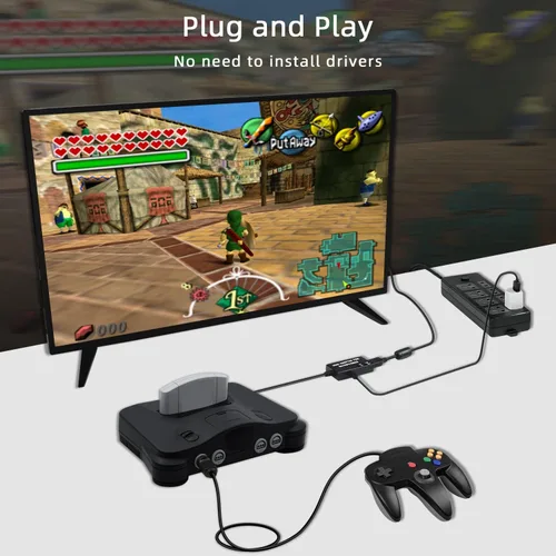 Vista 6 de Mcbazel Adaptador HDMI para GamecubeN64SNES, convertidor HDMI compatible con conversión 43169 y resolución de conmutación 480p720p para GamecubeSNES