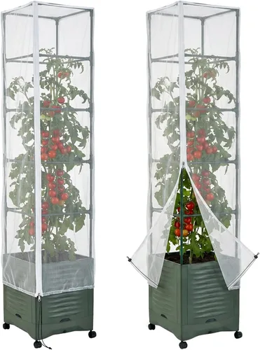 Vista 10 de 2 piezas de red para pájaros de jardín para jaula cuadrada de tomate, 59 x 17.7 pulgadas, barrera de insectos y pájaros, red de jaula de tomate
