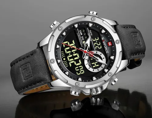 Vista 4 de AIMES Watches for Men Military Digital Sport Stylish Casual Analog Quartz Waterproof Watch Multifunction Leather Business Dress Wristwatch for Men
