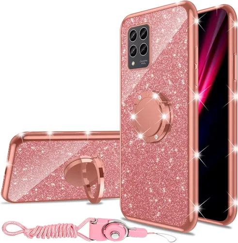 Vista 37 de nancheng Funda de teléfono para TCL A3X (A600DL), funda para Alcatel TCL A3X niñas y mujeres, bonita funda de silicona transparente con purpurina