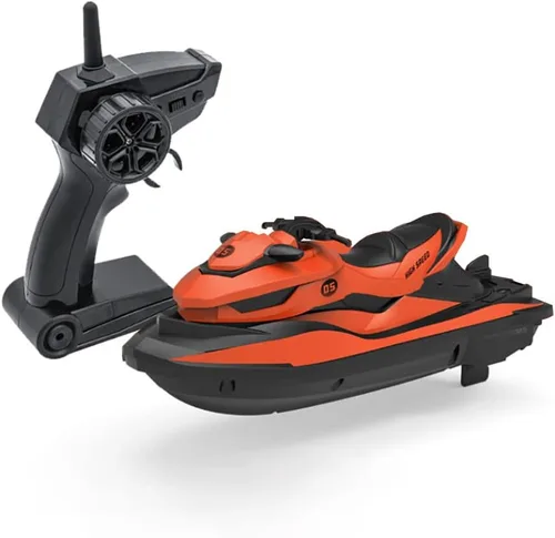 Vista 8 de Barco a motor de control remoto de 2.4 GHz, 1: 14 juguete de agua marina de alta velocidad con 2 motores, 2 niveles de velocidad - juguete de Azul
