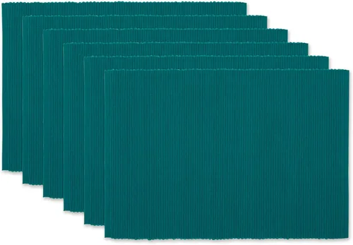 Vista 30 de DII - Juego de manteles individuales (100% algodón, acanalado) para uso diario, 13x19, Aqua, 6 piezas