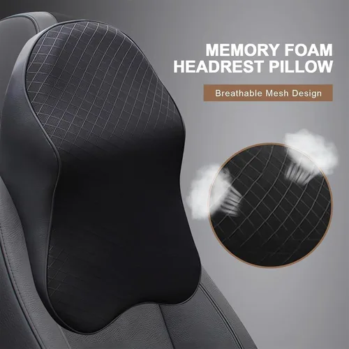 Vista 5 de Cojines para reposacabezas de asiento de automóvil, almohada ergonómica de espuma viscoelástica 3D para el cuello del auto con funda extraíble