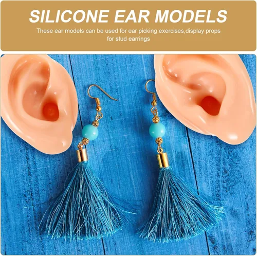 Vista 2 de 2 modelos de orejas de silicona suave para la práctica de piercing, orejas falsas flexibles realistas para exhibición de joyas y enseñanza
