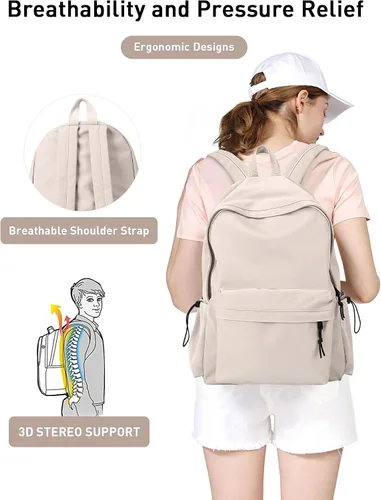 Vista 4 de BJLFS Mochila para mujer, Blanco, Mochilas Daypack