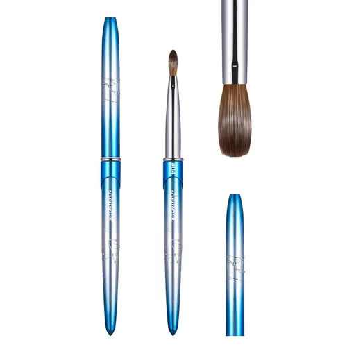 Vista 10 de Pincel para uñas acrílicas tamaño 16, pinceles de arte de uñas 100% puro Kolinsky de KEMEISI con mango resistente, forma ovalada, herramientas