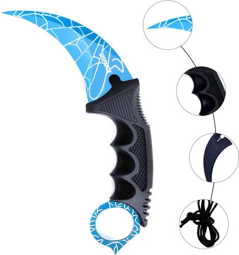 Vista 7 de Dispatch Karambit Cuchillo táctico de hoja fija para acampar, cuchillo de caza al aire libre con funda y cable, adecuado para senderismo, aventura