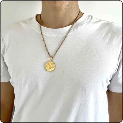 Vista 6 de Fusamk Collar de oración de mano de acero inoxidable de moda con colgante de medallón de oración del Señor