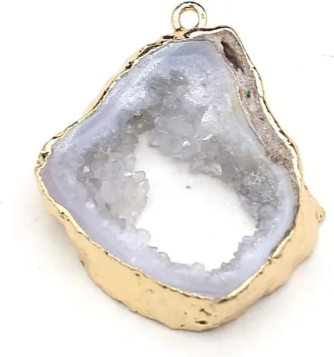 Vista 5 de QSLLER 5 Uds. de piedra natural ágata cristal brotes irregulares chapado en oro colgante hacer bricolaje joyería colgante accesorios encantos