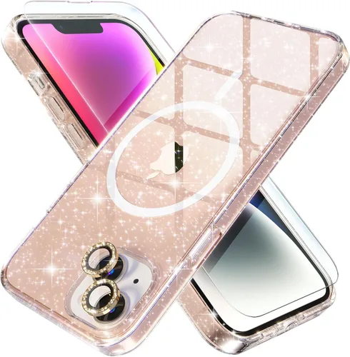 Vista 32 de Choiche Funda para iPhone 15 Pro Max compatible con MagSafe, color negro Purpurina negra