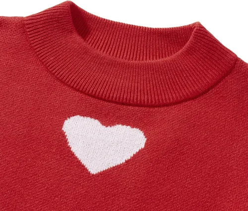 Vista 5 de KelaJuan Mommy and Me - Conjunto a juego con cuello redondo, manga larga, estampado de corazón, suéter para el día de San Valentín