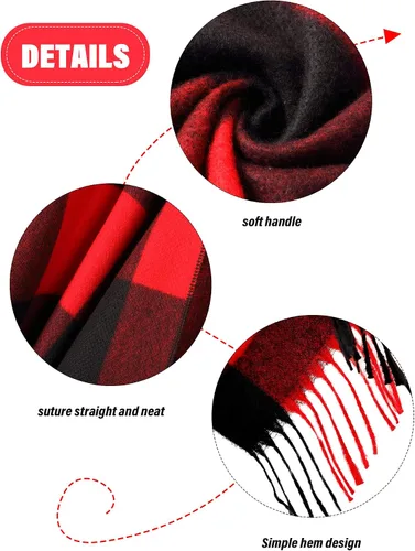 Vista 2 de Woven Knit Buffalo Plaid Poncho Blanket Sweater Poncho Ruana Wrap Shawl Warm for Women