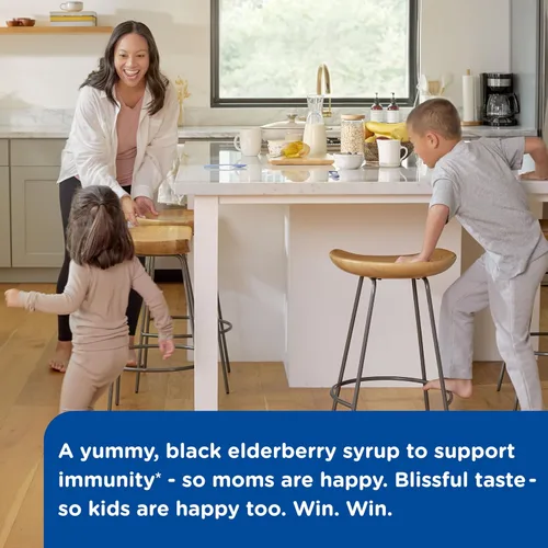 Vista 5 de Mommy's Bliss Jarabe de saúco orgánico y refuerzo de inmunidad con vitaminas, prebióticos y equinácea para niños y adultos de 1 año o más, 3 onzas