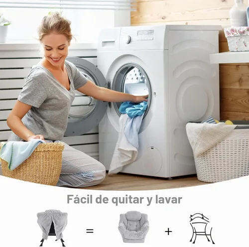 Vista 6 de Furlide - Silla perezosa con otomana, cómoda silla de lectura para dormitorio, color gris Gris ceniza