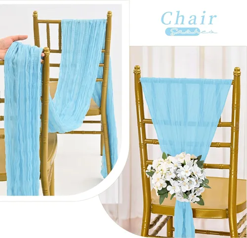 Vista 5 de Showgeous 20 bandas para silla, estopilla rústica, lazos decorativos diseñados para bodas, banquetes, fiestas, pasillo, decoración del hogar