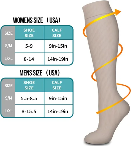 Vista 6 de Calcetines de compresión para mujeres y hombres (8 pares), calcetines ideales para correr, deportes, senderismo, viajes en vuelo, embarazo