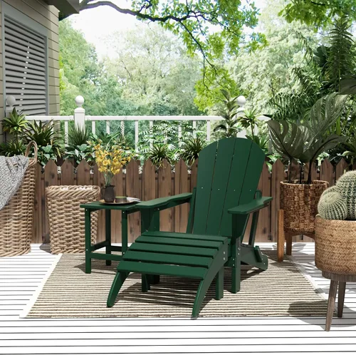 Vista 55 de WestinTrends Malibu - Silla de salón para exteriores, juego de 2 sillas Adirondack con otomana, sillas plegables de madera de polietileno para todo