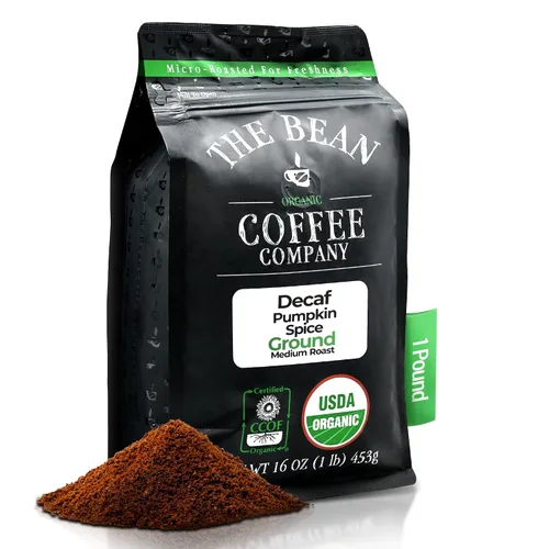 Vista 32 de The Bean Organic Coffee Company - Grano Aloha DECAF procesado con agua (avellana hawaiana), tostado medio, café molido, bolsa de 16 onzas, Café