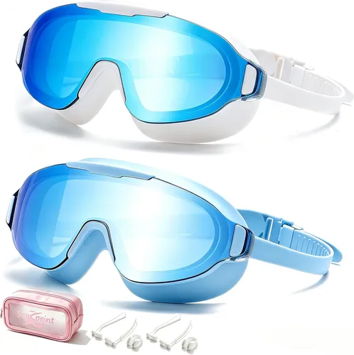 Vista 11 de Gafas de natación, gran angular antivaho y a prueba de fugas UV, gafas de natación de moda para hombres y mujeres