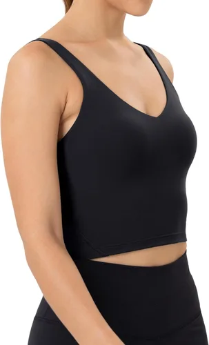 Vista 2 de YUNOGA Longline - Sujetadores deportivos para mujer, camiseta sin mangas recortada con brasier integrado, brasier deportivo para entrenamiento, yoga