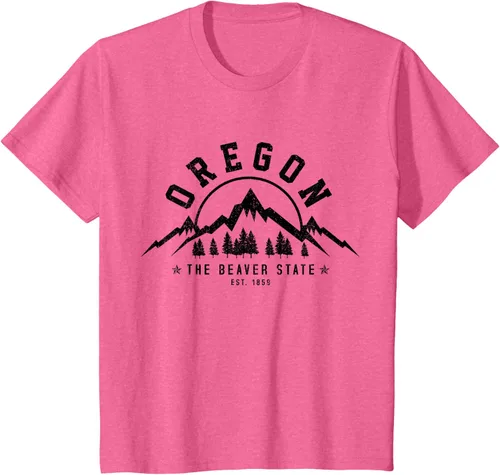 Vista 36 de Oregon The Beaver State Est. 1859 Vintage Mountains - Camiseta de regalo, gris, S