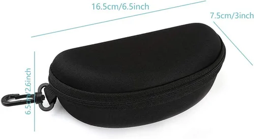 Vista 2 de 3pcs cremallera duro gafas de sol casos portátiles viaje gafas casos con gancho de plástico