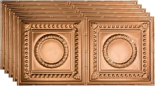 Vista 33 de FASÄDE Rosette - Panel de techo decorativo de vinilo adhesivo de 2 x 4 pies en bronce antiguo (paquete de 5)