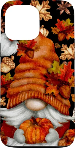 Vista 23 de iPhone 13 Lindo gnomo de Acción de Gracias calabaza otoño árbol otoño hojas caso