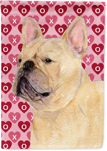 Vista 148 de Caroline's Treasures SS4484GF Bandera de jardín con diseño de bulldog inglés y corazones para el Día de San Valentín, bandera decorativa para patio