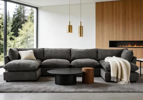 Vista 21 de Iroomy Oversized Modular Sectional Sofa, Chenille Cloud Couch, Deep Comfy Seat, 4-Seater Sofas, Couches, Living Room, Beige