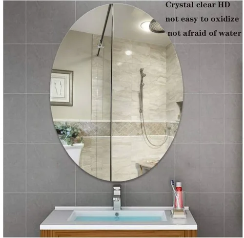 Vista 5 de Y&J Espejo de pared ovalado para sala de estar, espejo sin marco, simplicidad moderna, para baño, dormitorio, pasillo, maquillaje, colgar horizontal